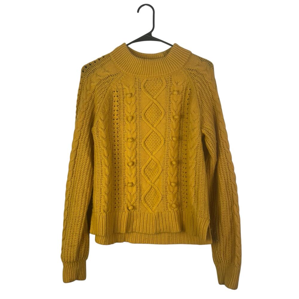 J. Crew Women Azra Cable Knit Pullover Crewneck Raglan Sleeve Classic Medium